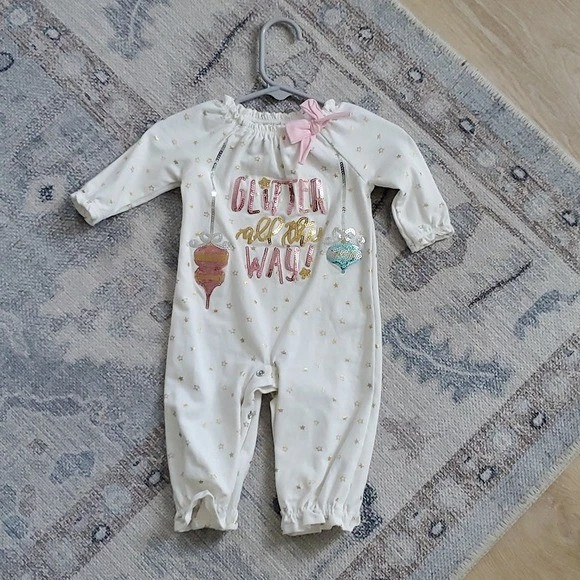 Mud Pie Baby Girls Sequin Christmas Holiday Outfit Sz0-3m - Image 2 of 4