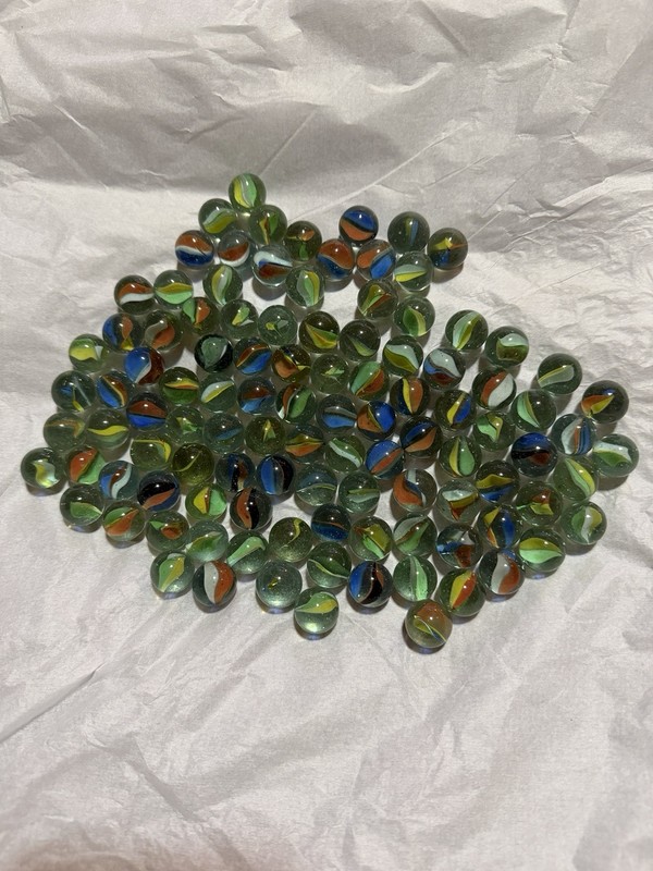 Machine Made Glass Cat's Eye Toy Marbles Lot, Assorted Mixed Color Swirls