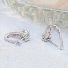 2Ct Round Cut Lab Created Diamond Women's Hoop Earrings 14K White Gold Plated