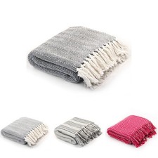 Throw Cotton Herringbone Interior Bedroom Blanket Multi Sizes/Colours vidaXL