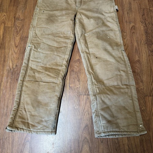 Vintage Carhartt Bibs Mens 38 X 34 Duck Brown Insulated US Workwear Construction - Picture 9 of 13