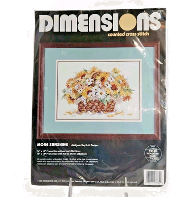 VTG Dimensions Cross Stitch Kit More Sunshine 3784 Flower Basket 14 x 10 NEW 