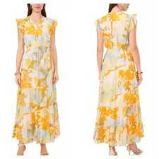 Yellow Floral Maxi Dress by Vince Camuto; Size Large