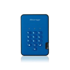 Image of iStorage diskAshur2 256-bit 4TB USB 3.1 secure encrypted hard drive - Blue IS-DA