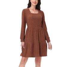 NEW Frye Women's S Ribbed Knit Mini Dress Rust Long sleeve
