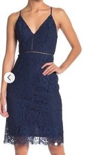 ASTR the Label Navy Blue Lace Midi Dress with Spaghetti Straps Size XL