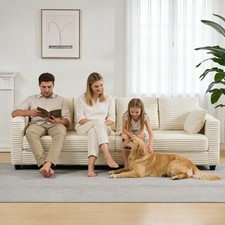 4 Seater Corduroy Cloud Sofa 106" Modular Sectional Sofa Couch w/2 Throw Pillows