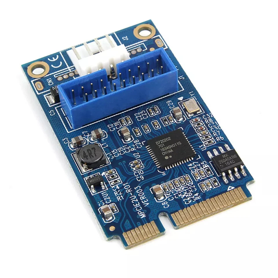 Mini PCIE PCI Express to Dual USB 3.0 ports 19pin 20pin Expansion Adapter Card - Image 2 of 4