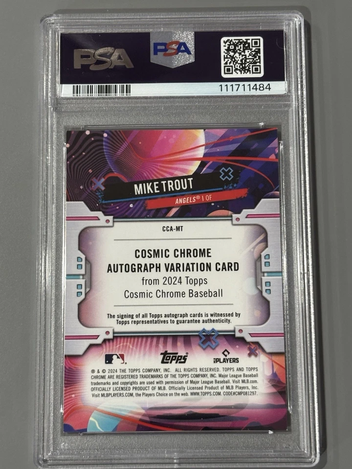2024 TOPPS CHROME COSMIC AUTOGRAPH #MT MIKE TROUT 21/75 PSA 9 - Green Space Dust - Image 4 of 4