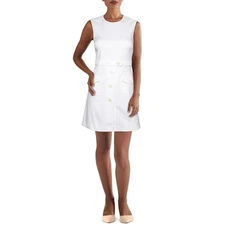 Red Valentino Womens White Twill Sleeveless Mini Shift Dress 40 BHFO 8329