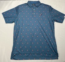 FootJoy Polo Shirt Mens Size Large Pink Lemonade Print AOP Golf Flag Course Logo