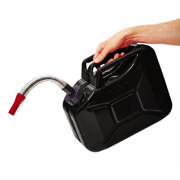Bw® Metall Benzinkanister Mit Schraubverschluss 10 Liter + AusgießEr - Schwarz-image