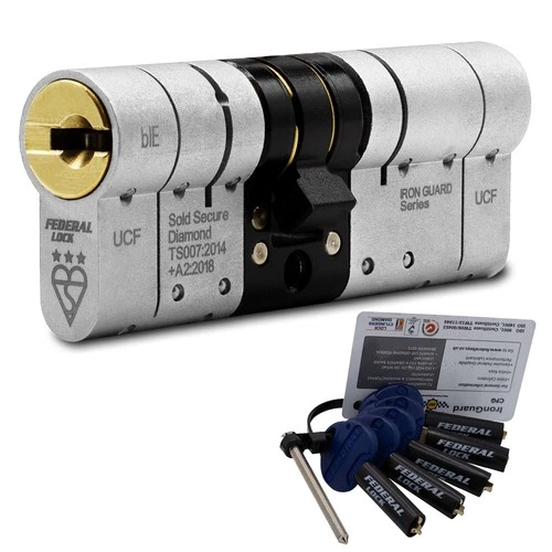 Federal 3 Star Euro Cylinder Door Lock TS007 Diamond Secure Dual Finish 5 Keys