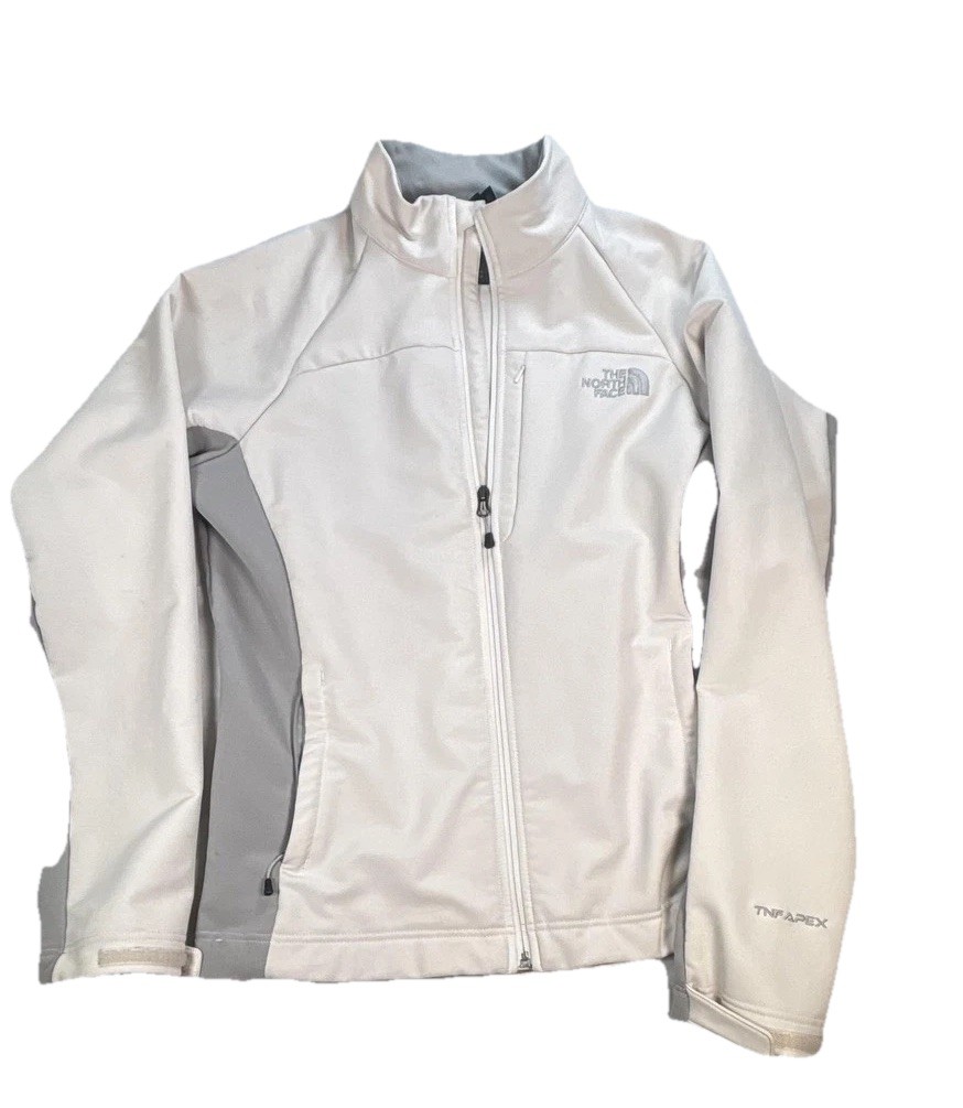 The North Face Jacket Womens Large White Gray Apex Softshell Full Zip TNF AHRU