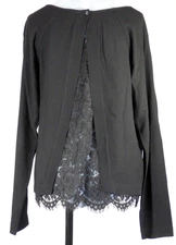 Bel Air Victorian Blouse Black Lace Back Long Sleeve Layered Sheer Panel UK 10