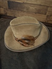 Stetson Style Brown Suede Western Hat Size 8 Wool Band -VTG