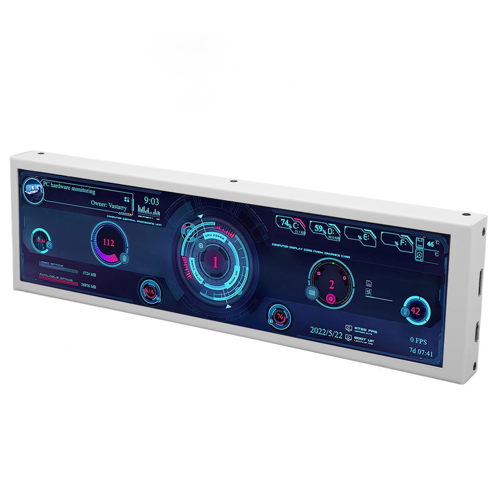 8.8In Computer Temp Monitor 1920X480 60Hz For Aida64 Cpu Gpu Ssd Data Moni BAJ