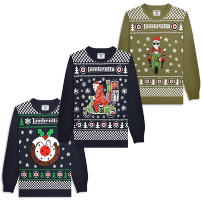 Lambretta Herren Roller Weihnachtspullover Festlich Pullover Sweatshirt Roller