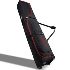 Padded Ski Bag with Wheels for Air Travel, Double Rolling Snowboard Bag Heavy...