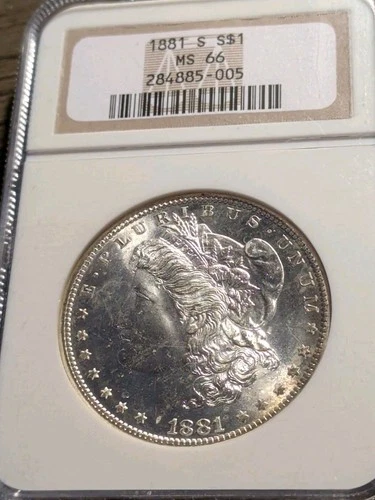 Very High Grade 1881-S MS66 Morgan Silver $1 NGC Brown Label Lustrous Beautiful