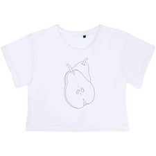 'Sliced Pear Fruit' Women's Cotton Crop Tops (CO054765)