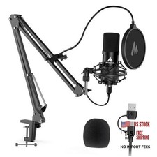 USB Microphone, 192KHZ/24Bit Plug  Play PC Computer Podcast A04 Black