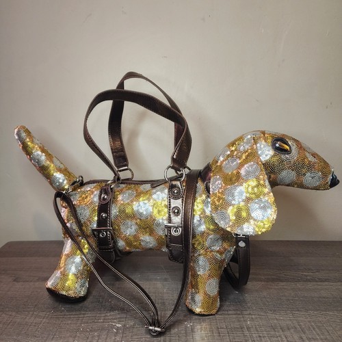 Sharif Dachshund Dog Bag Purse Sequin Leather Bling Y2K Purse Handbag Luke Rare - Bild 2 von 18