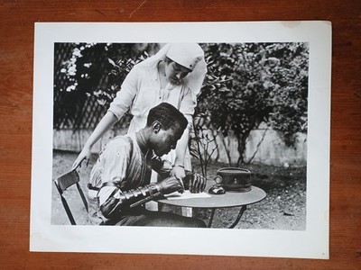 Lewis W Hine Vintage Tritone Photograph Repro Man with Artificial Arm w Nurse