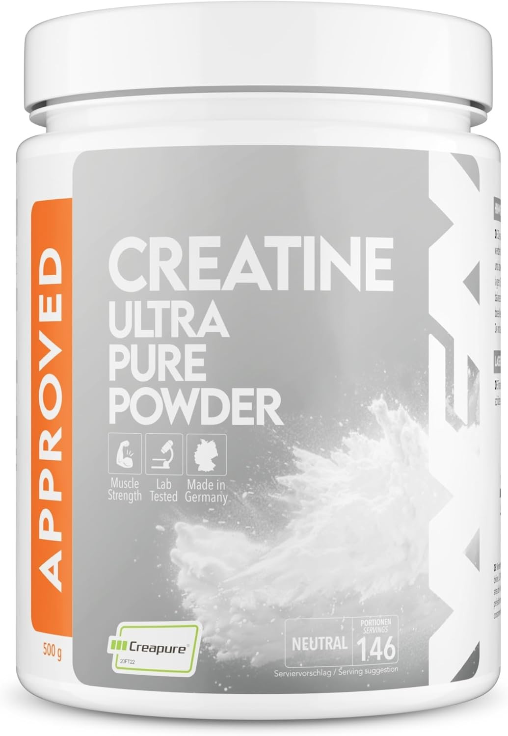 WFN Approved Creatine - Creapure - Neutro - 500 G - Creatina Monoidrato - Polver