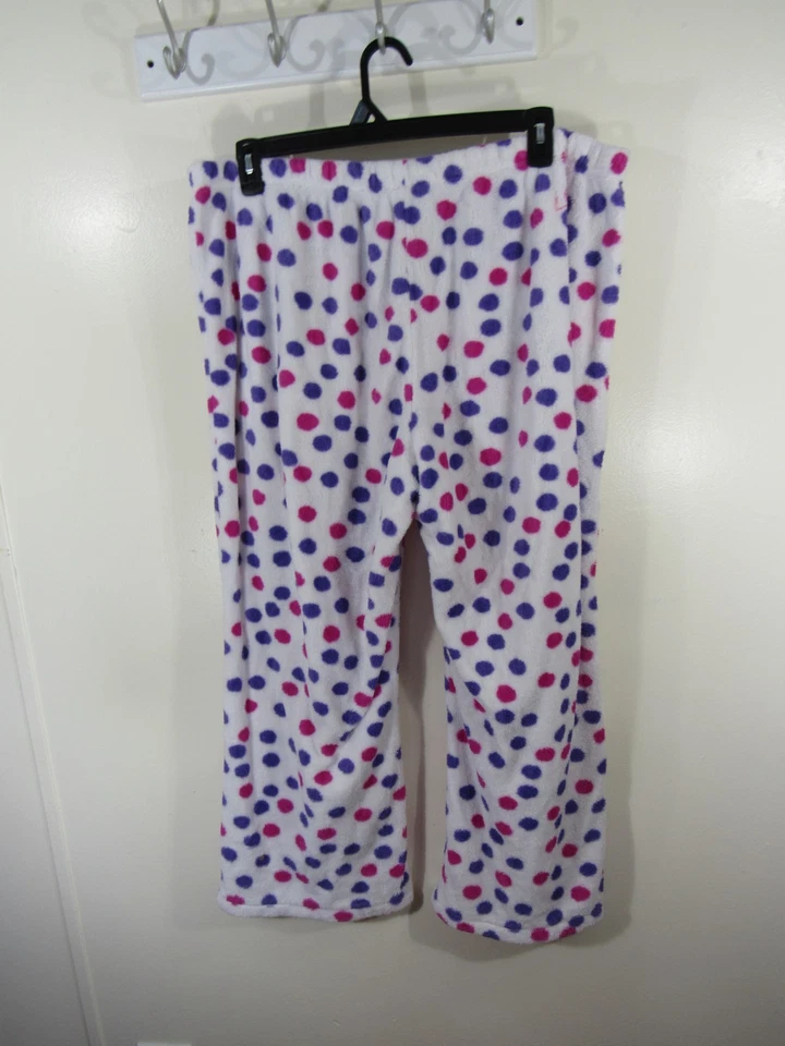 Pantalones de pijama de lana sin marca talla 3X blanco rosa púrpura lunares cintura elástica Foto 3 de 4