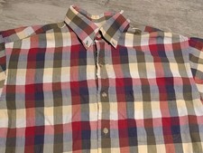 Viyella Shirt Mens Medium Plaid Flannel Wool Blend Button Down Made In USA