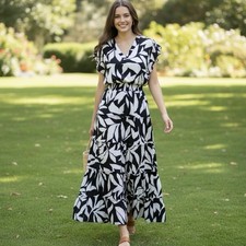 Vince Camuto NEW Maxi-dress Women, L Gathered Waist, Sleeveless, 3 Tier