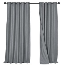 Linen Blackout Curtains Eyelet Thermal Insulated Noise Reducing 2 Panel Set
