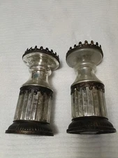 Pottery Barn Mercury Glass Pillars Candlestick  Rustic Farmhouse Shabby Chic Lot