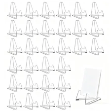 Acrylic Sports Card Stands For Display 30 Pack Clear Easel Holders for Tradin...