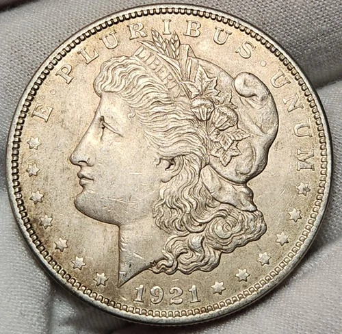 1921 P Morgan Silver Dollar, AU, 90% Silver US Coin, Morg-2141p1