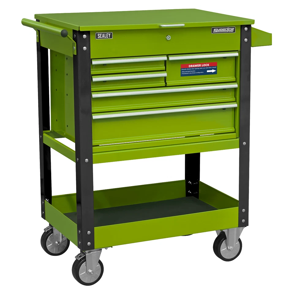 Sealey Heavy Duty Mobile Tool & Parts Trolley  5 Drawers Lockable Top AP890MHV - Image 3 of 4