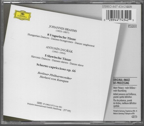 CD ALBUM / BRAHMS 8 UNGARISCHE TÄNZE DVORAK 5 SLAWISCHE TANZE SCHERZO - Imagen 2 de 2
