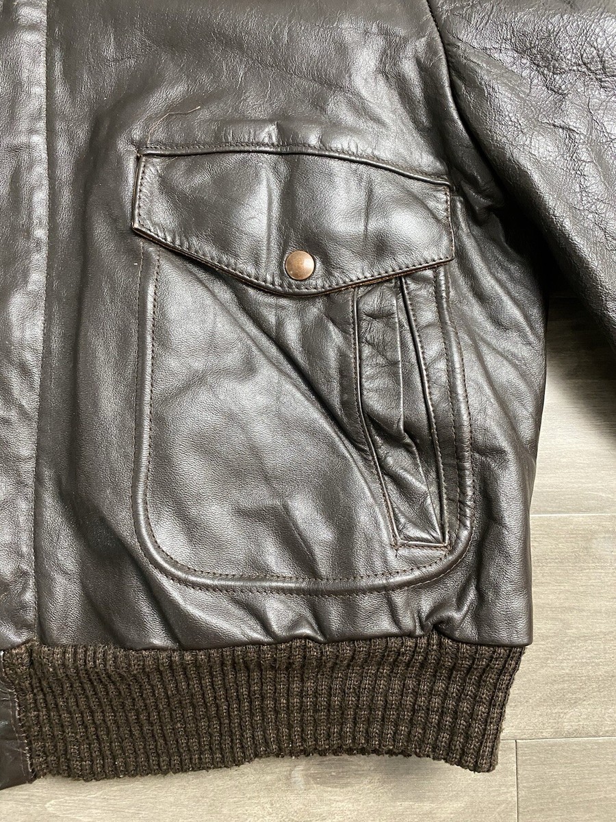 Vintage William Barry Leather Sherpa Lined Bomber Moto Jacket
