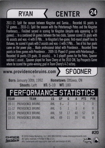 2014-15 Providence Bruins - RYAN SPOONER - Picture 2 of 2