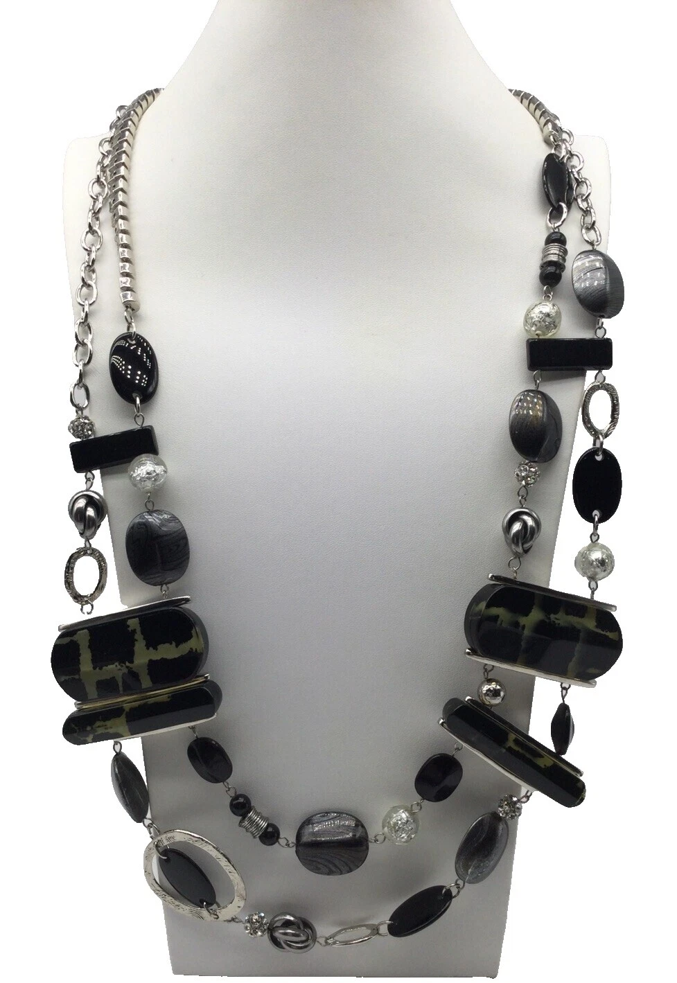 Moda Negro Bañado en Plata Chico's Collares y Colgantes