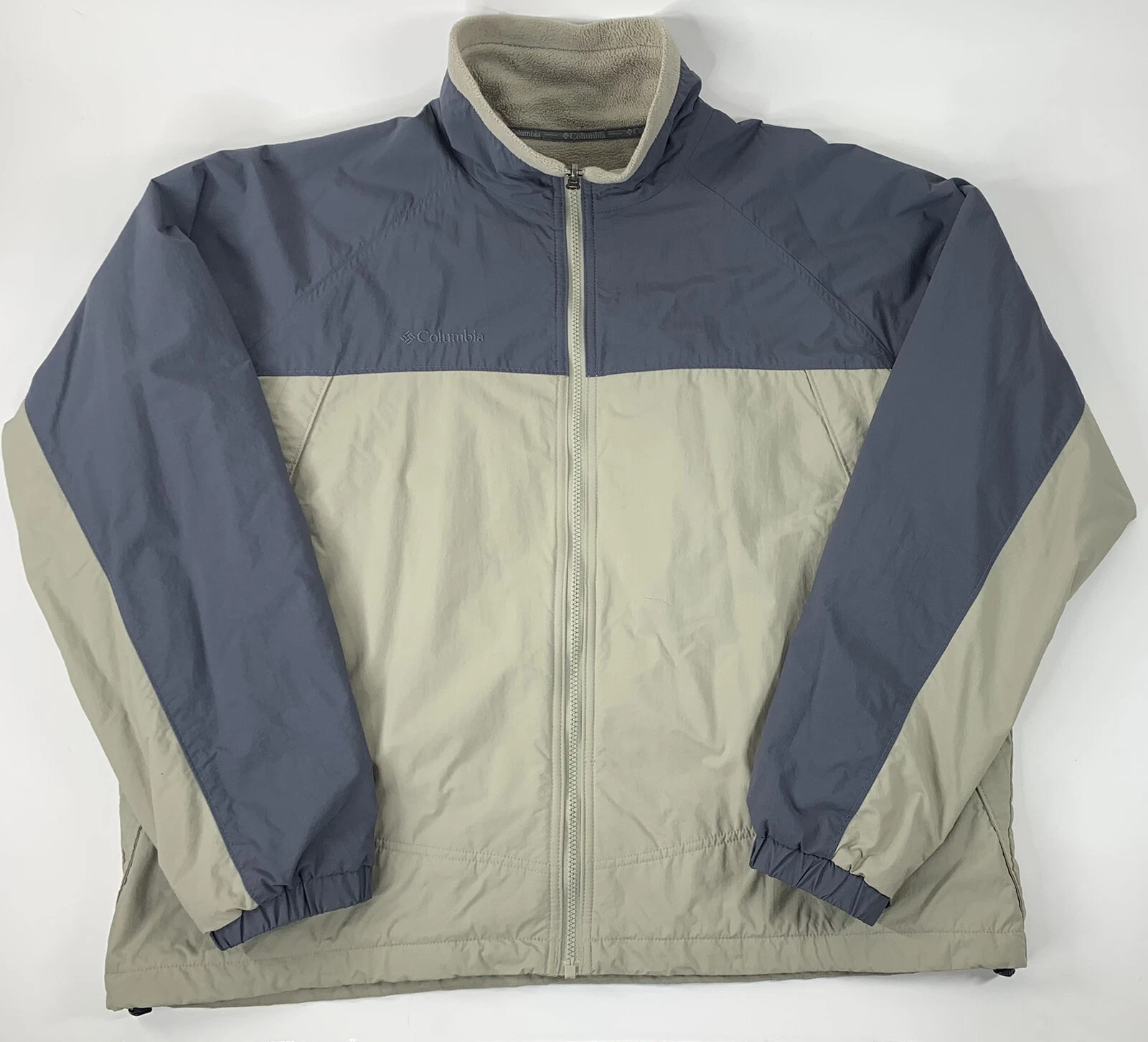 COLUMBIA Mens XL Core Interchange Jacket Beige Gray Color Block SM7513