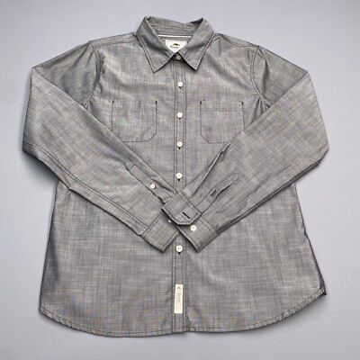 Roots 73 Womens Medium Gray Button Up Shirt Long Sleeve Shirt w/ Pockets