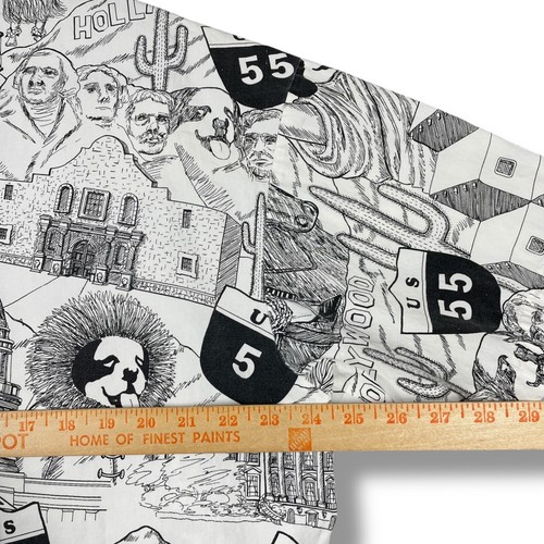 Vintage Big Dogs Button Up Shirt Mens L White All Over Print USA Landmarks Retro - Picture 6 of 7