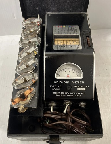 Ham Radio Grid-Dip Meter Kit James Millen 90661 lCase w/ 7 Coils Nice 30 Day Ret - Zdjęcie 13 z 23