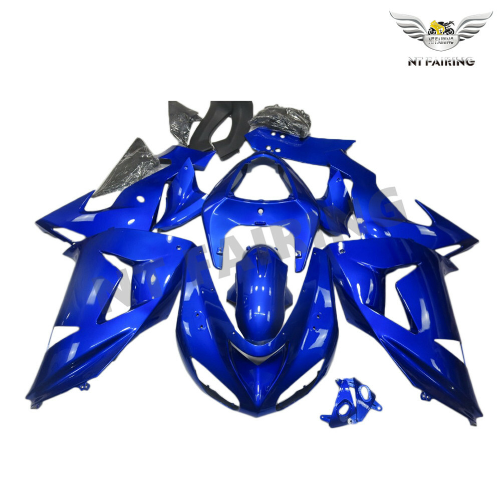10枚ブルー FU Glossy Blue Fairing Kit Fit for Kawasaki 2006 2007 ZX 10R