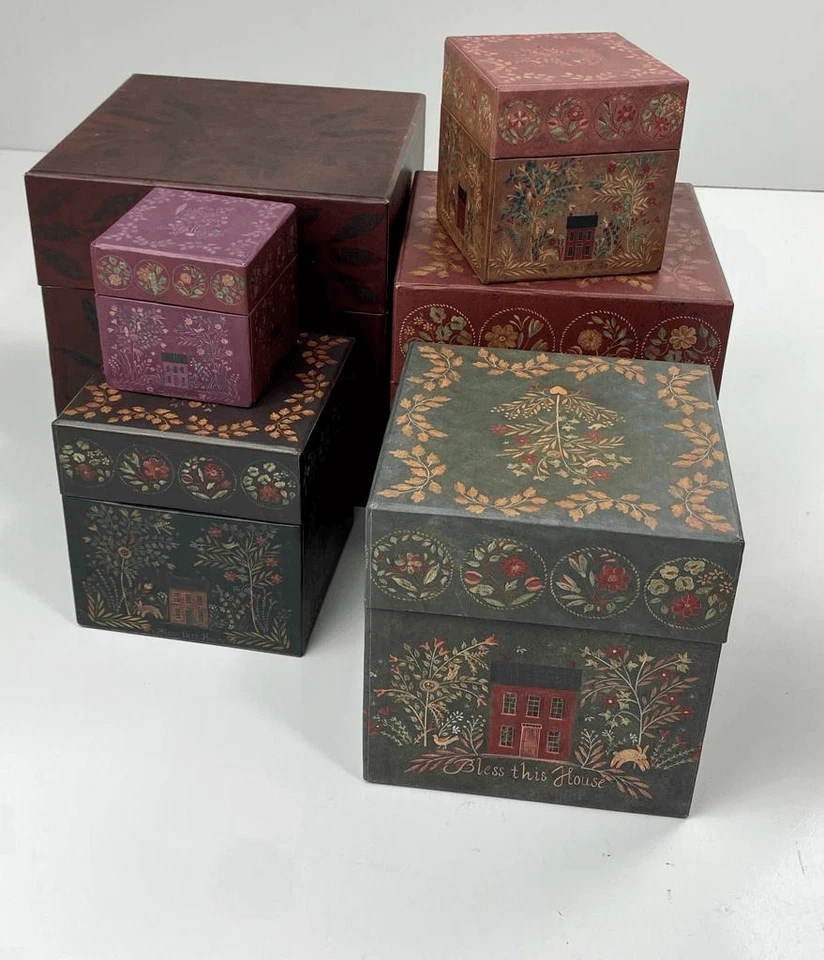 Bob's Boxes Primitive Parlor Colors Square Nesting Stacking Storage Box Set 6 Pc - Image 2 of 4
