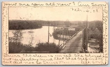 Le Sueur MN~Bridge Street~Wood Plank Iron Thru Truss Over Minnesota River~1908