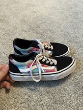 Girls VANS Old Skool Ward Blue Pink Tie Dye Skate Shoes Sneakers 1 Youth/13.5 UK
