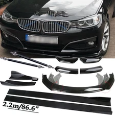 For BMW 320i 328i Front Bumper Lip Spoiler+Side Skirts Rear+Glossy Black